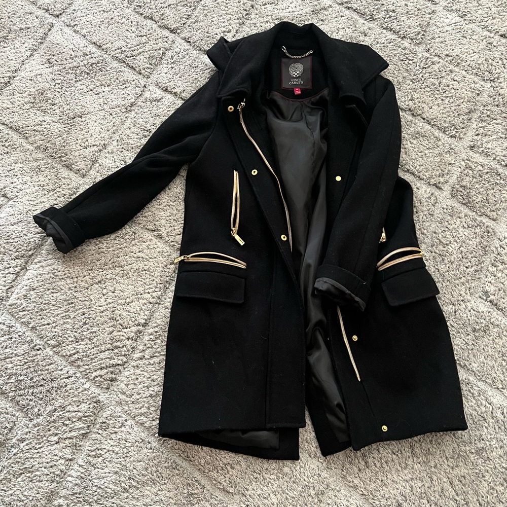 Vince Camuto Wool Coat Black A-line